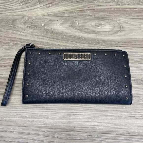 Never Used Victoria's Secret Black and Gold Studded Wallet/Wristlet. - Picture 1 of 5